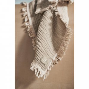 Couverture bébé 120x120 cm à franges olive et ivoire Jollein