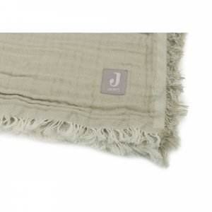 Couverture bébé 120x120 cm à franges olive et ivoire Jollein