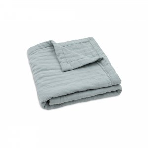 Couverture berceau 75x100 cm gaze de coton jacquard sea green Jollein