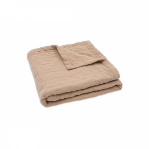 Couverture berceau 75x100 cm gaze de coton jacquard biscuit Jollein