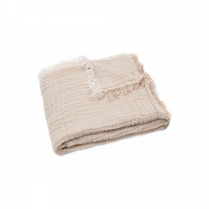 Couverture bébé 75x100 cm à franges biscuit Jollein