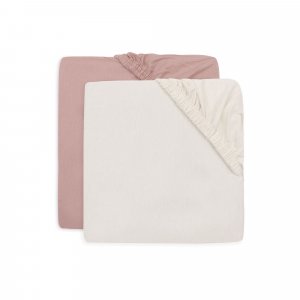 Lot de 2 draps housses 70 x 140 cm jersey wild rose et ivory Jollein