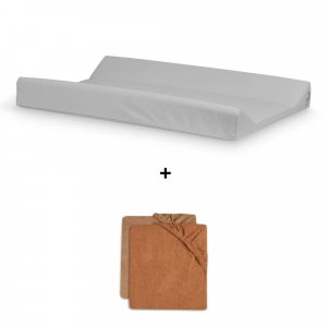 Pack matelas à langer 50 x 70 cm avec 2 housses éponge caramel et biscuit Jollein