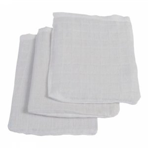 Lot de 3 gants de toilette gaze de coton blanc Jollein