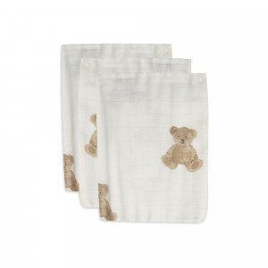 Lot de 3 gants de toilette gaze de coton teddy bear Jollein