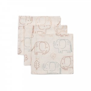 Lot de 3 langes en coton 31 x 31 cm elephant tales Jollein