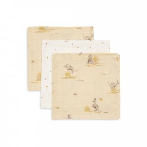 Lot de 3 langes en coton 31 x 31 cm kangaroots Jollein