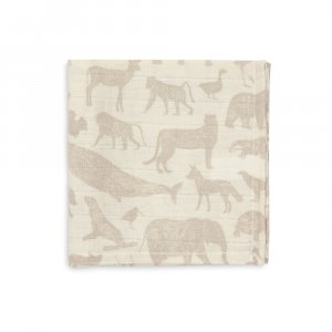 Lot de 3 langes en coton 31 x 31 cm animals nougat Jollein