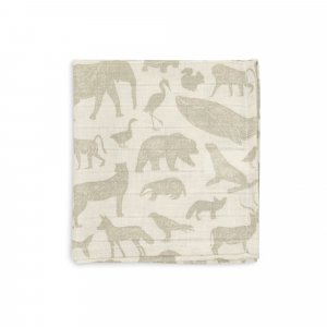 Lot de 3 langes en coton 31 x 31 cm animals olive green Jollein