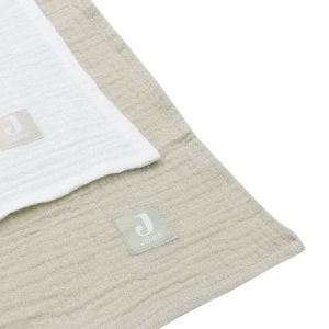 Lot de 2 langes gaze de coton 115 x 115 cm olive et ivoire Jollein