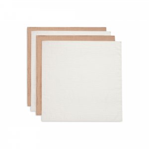 Lot de 4 langes gaze de coton 70 x 70 cm biscuit & ivoire Jollein