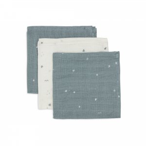 Lot de 3 langes en coton 31 x 31 cm twinkling sea green Jollein