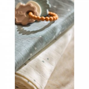 Lot de 3 langes en coton 31 x 31 cm twinkling sea green Jollein