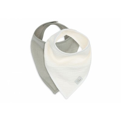 Lot de 2 bavoirs bandana gaze de coton olive green & oatmeal