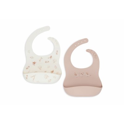 Lot de 2 bavoirs silicone lovely birds