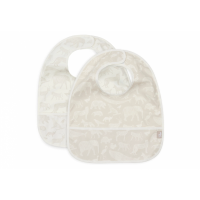 Lot de 2 bavoirs imperméables animaux nougat