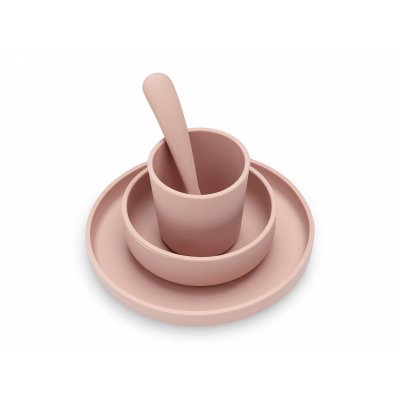 Coffret repas bébé silicone pale pink