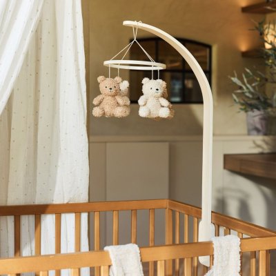 Pack support mobile bébé bois + mobile d’éveil bébé teddy bear naturel et biscuit