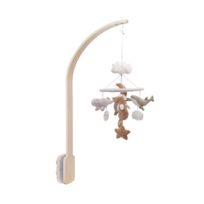 Pack support mobile bébé bois + mobile d’éveil bébé deepsea
