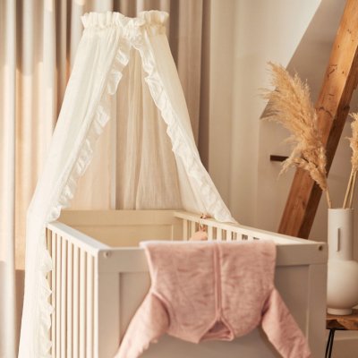 Ciel de lit vintage 155 cm ruffle ivoire