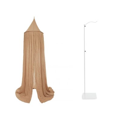 Pack ciel de lit vintage 245 cm biscuit + flèche de lit blanche