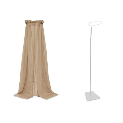 Pack ciel de lit vintage 155 cm biscuit + flèche de lit blanche