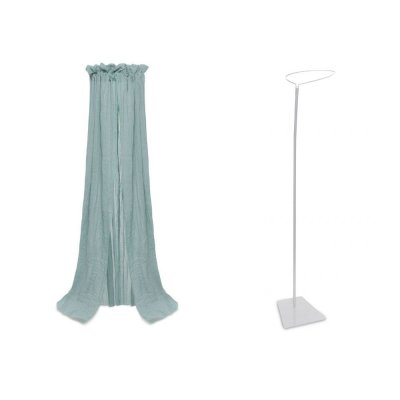 Pack ciel de lit vintage 155 cm sea green + flèche de lit blanche