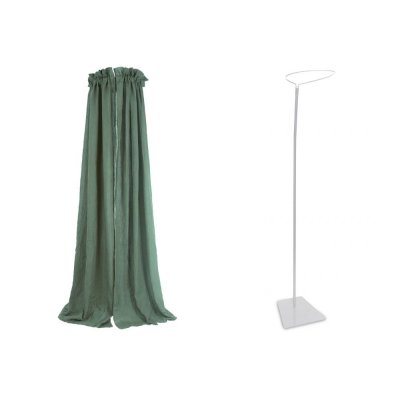 Pack ciel de lit vintage 155 cm ash green + flèche de lit blanche