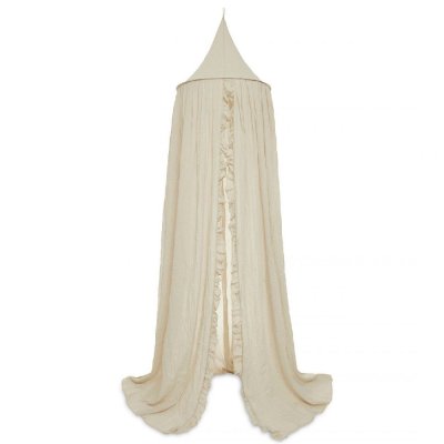 Pack ciel de lit vintage 245 cm ruffle nougat + flèche de lit blanche