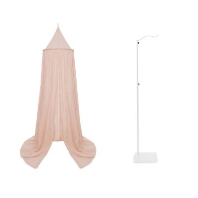 Pack ciel de lit vintage 245 cm wild rose + flèche de lit blanche