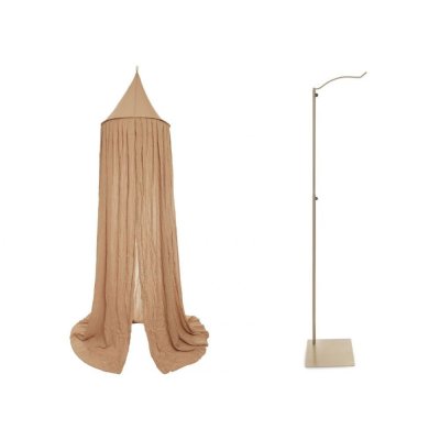 Pack ciel de lit vintage 245 cm biscuit + flèche de lit messing gold