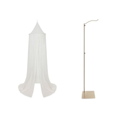 Pack ciel de lit vintage 245 cm ivoire + flèche de lit messing gold