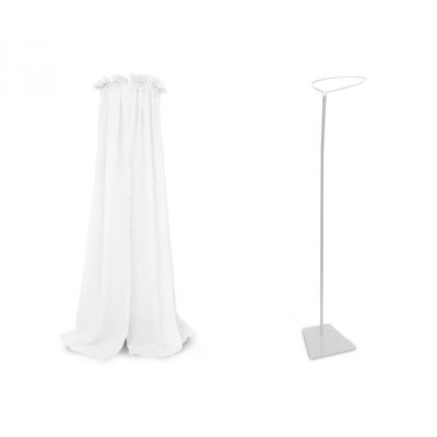 Pack ciel de lit vintage 155 cm blanc + flèche de lit blanche