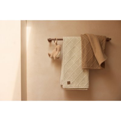 Couverture bébé 100x150 cm check knit teddy fleece oatmeal