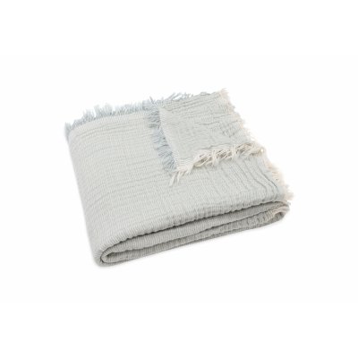 Couverture bébé 120x120 cm à franges sea green