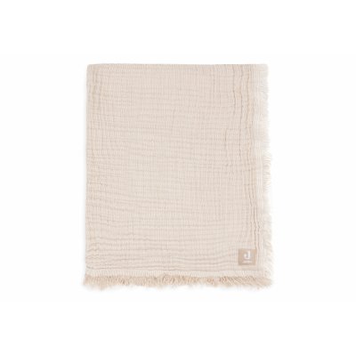Couverture bébé 75x100 cm à franges biscuit