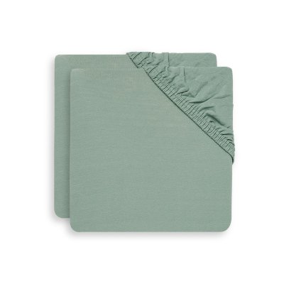 Lot de 2 draps housses 60x120 cm jersey ash green