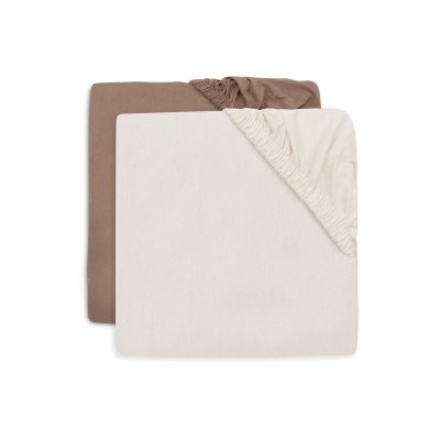 Lot de 2 draps housses 40x80 cm jersey milky coffee et ivory