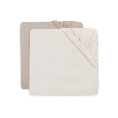 Lot de 2 draps housses 40x80 cm jersey oatmeal et sand