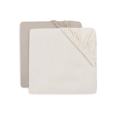 Lot de 2 draps housses 60x120 cm jersey oatmeal et sand