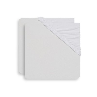 Lot de 2 draps housses 60x120 cm jersey white