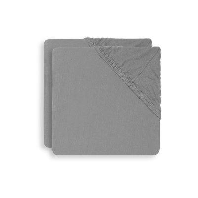 JOLLEIN Lot de 2 draps housses 75x95 cm en jersey pour tapis de parc storm grey