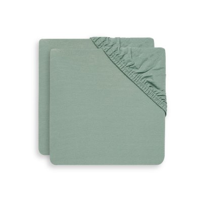 Lot de 2 draps housses 75 x 95 cm jersey pour tapis de parc ash green