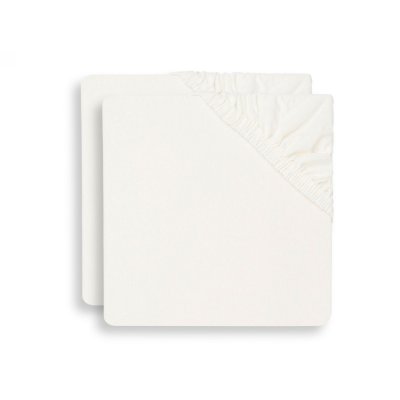 Lot de 2 draps housses 60x120 cm jersey ivoire