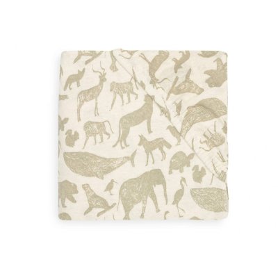 Drap housse 70x140 cm jersey animals olive