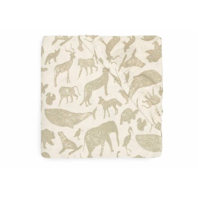 Drap housse berceau 40x80 cm jersey animals olive