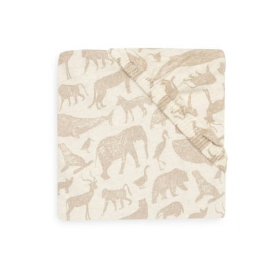 Drap housse berceau 40x80 cm jersey animals nougat
