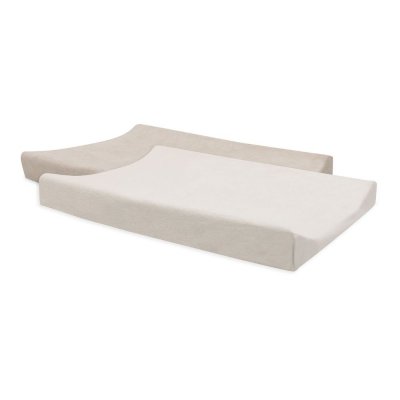 Lot de 2 housses matelas à langer éponge 50 x 70 cm oatmeal et sand