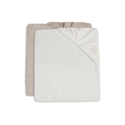 Lot de 2 housses matelas à langer éponge 50 x 70 cm ivoire et nougat
