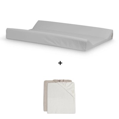 Pack matelas à langer 50 x 70 cm avec 2 housses éponge ivoire et nougat